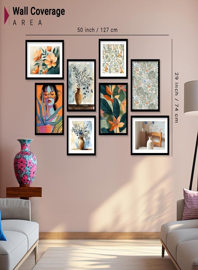 walllane - Premium Wall Art Frames For Office Living Room | Wall Poster With Frames Home Décor | Abstract Wall Painting Wall Decoration Wall Frames | Modern Art Painting For Wall Hanging Home Decoration | Set of 8 (Aer 2, Small (10x13 or 10x10 inch), Framed) - Image 4
