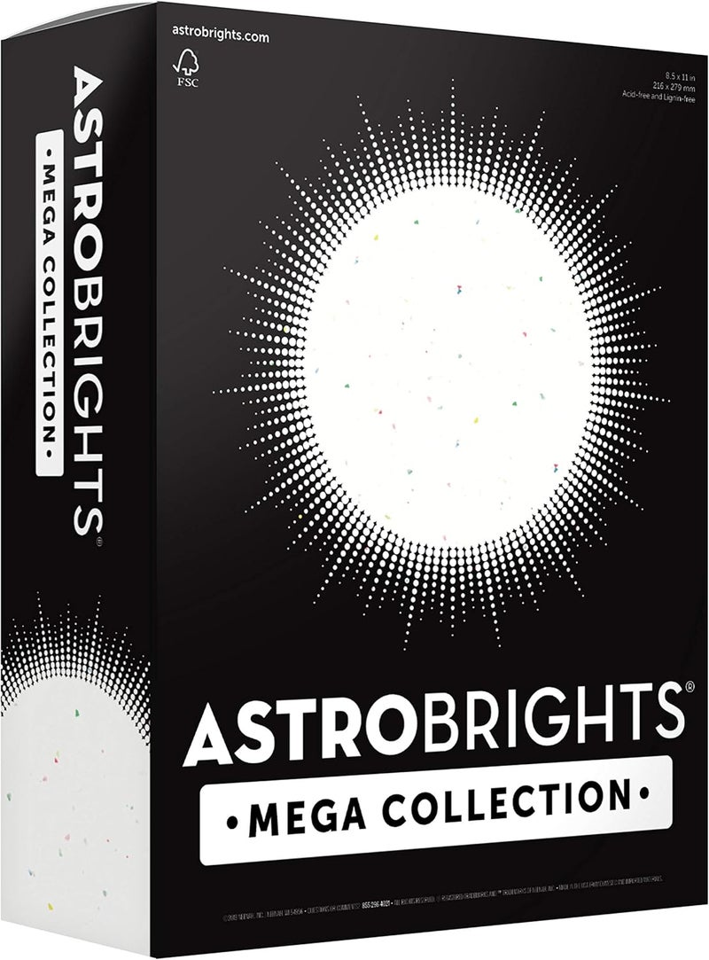 Astrobrights Mega Collection, Colored Cardstock, Bright Confetti White, 320 Sheets, 65 lb/176 gsm, 8.5" x 11" - MORE SHEETS! (91683) - Image 1