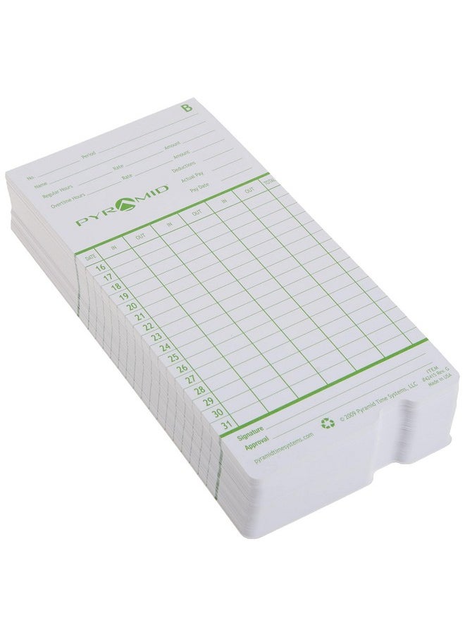 Pyramid Time Systems 42415 Genuine And Authentic Time Cards For 2500 2600 & 2650 Auto Aligning Time Clocks 100/Pk Teal/Orange  - Image 3