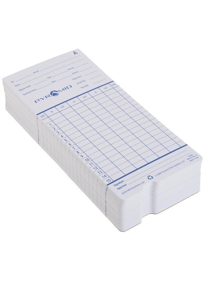 Pyramid Time Systems 42415 Genuine And Authentic Time Cards For 2500 2600 & 2650 Auto Aligning Time Clocks 100/Pk Teal/Orange  - Image 2