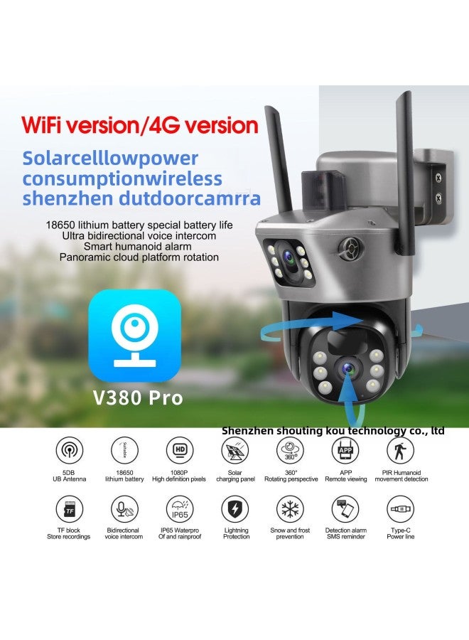 Eye Of The Future V380 Surveillance Camera Solar 4G Outdoor Binocular Camera HD Intelligent Explosions-Color:WIFI Solar Version - Image 3