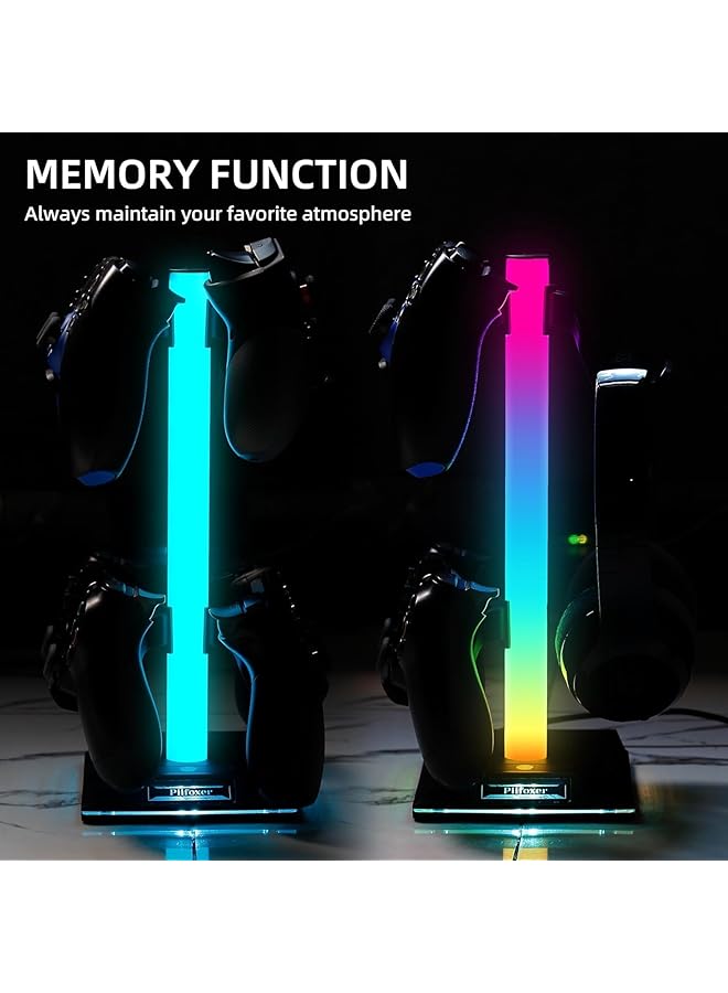 دي إم جي تك حامل سماعة رأس لوحدة تحكم الألعاب RGB مع 2 منفذ شحن USB وحامل وحدة تحكم من النوع C مع 10 أوضاع إضاءة وميزة الذاكرة، ملحقات حامل سماعة رأس عالمي للاعبي المكتب - Image 3