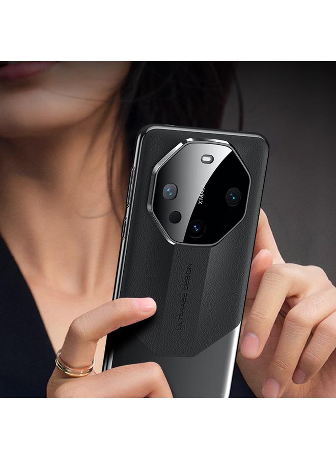 اس-توب جراب لهاتف Huawei Mate 60 RS بتصميم مطلي كهربائيًا من مادة PC + جراب هاتف من الجلد - Image 3