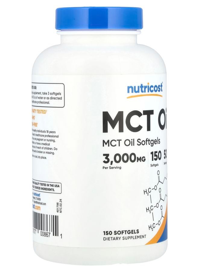 Nutricost MCT Oil 150 Softgels (1000 mg per Softgel) - Image 2