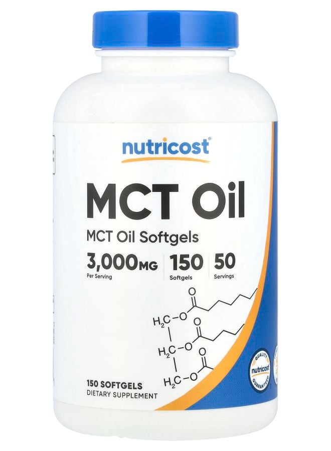 Nutricost MCT Oil 150 Softgels (1000 mg per Softgel) - Image 1