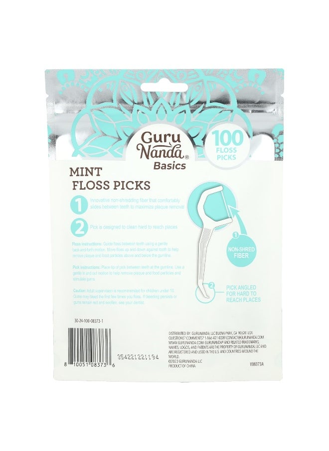 GuruNanda - GuruNanda, Basics, Mint Floss Picks, 100 Floss Picks - Image 1