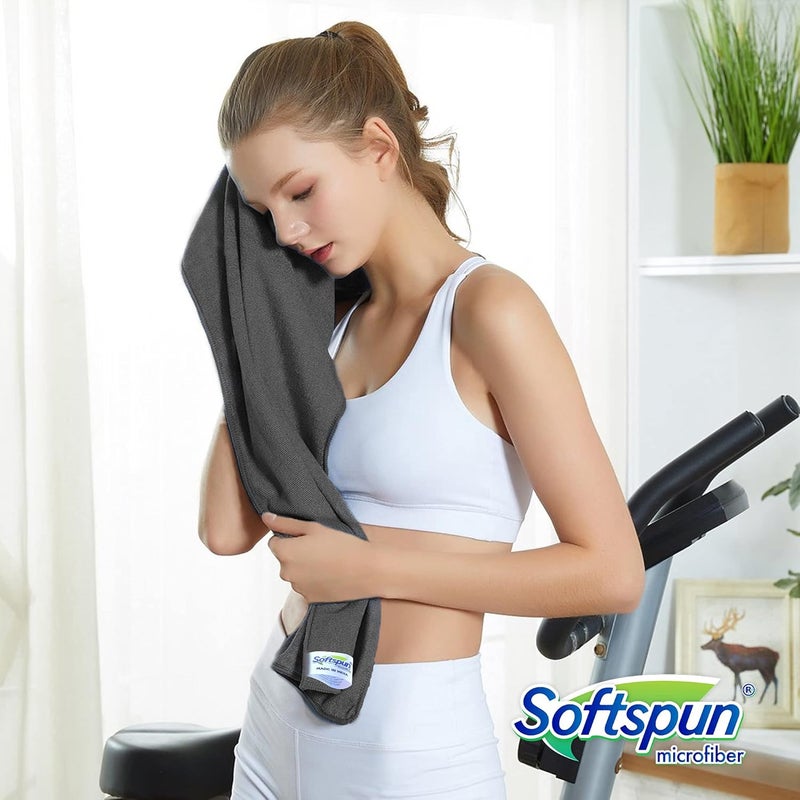 Softspun Microfiber Cloth 40x60 Cms 3 Piece Towel Set 340 GSM Grey MultiPurpose Super Soft Absorbent Cleaning Towels for Home Kitchen Car Cleans Polishes Everything in Your Home - Image 4