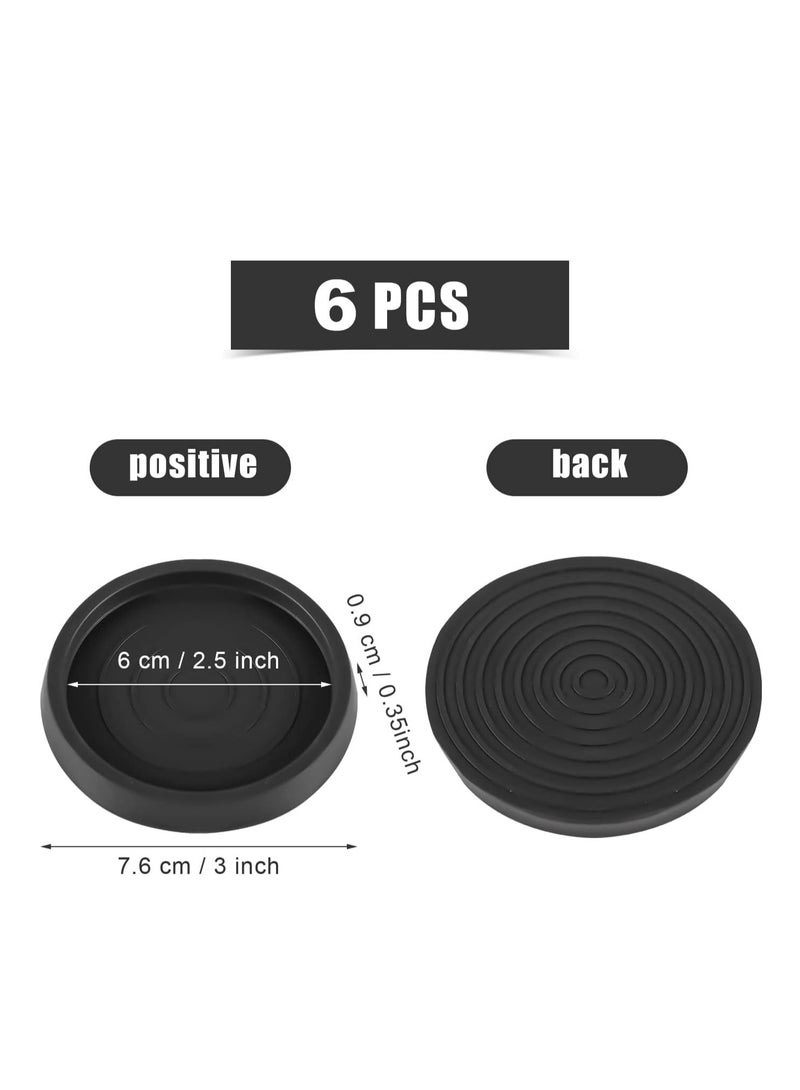 Loquat 6 PCS 2.5 Inch Black Rubber Non-Slip Caster Pads, Furniture Floor Protector Mats for Chairs, Beds - Image 2