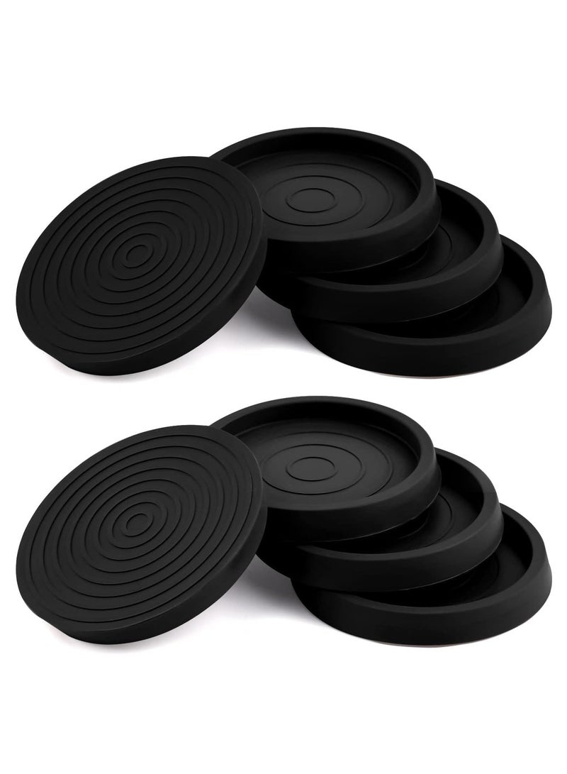 Loquat 6 PCS 2.5 Inch Black Rubber Non-Slip Caster Pads, Furniture Floor Protector Mats for Chairs, Beds - Image 1