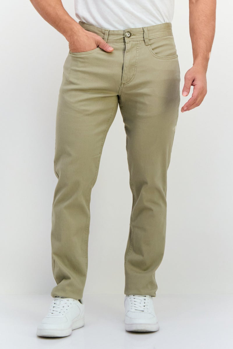 Henleys Men Regular Fit Plain Chino Pants, Stone - Image 1