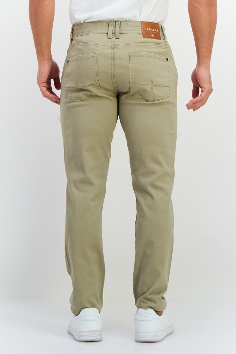 Henleys Men Regular Fit Plain Chino Pants, Stone - Image 3