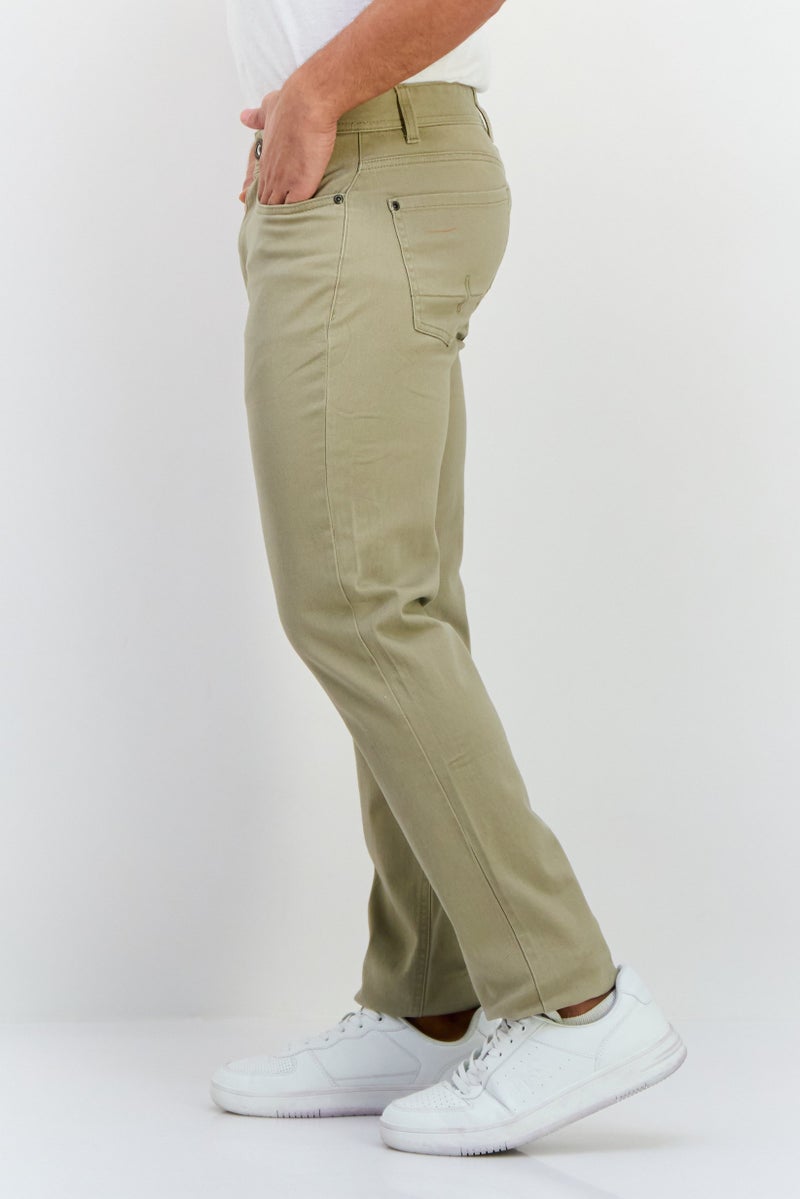 Henleys Men Regular Fit Plain Chino Pants, Stone - Image 2