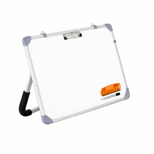 YAJNAS Non-Magnetic Dry Erase White Board 16x11 Inches with Stand | Table Top Standing Whiteboard for Study, Memo, to-Do List | Portable Desk White Board with Paper Clip, Marker & Duster (1x1.5 Feet) - Image 1