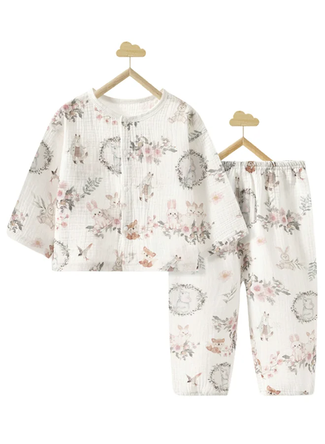 ليتل سربرايز بوكس Little Surprise Box, Woodland Bunny, Organic Crushed soft Muslin Cotton Kids Nightsuit-4-5Y