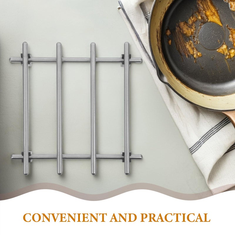 Stainless Steel Trivet 18x18cm Heat Resistant Pan Stand With Anti Slip Feet - Image 4