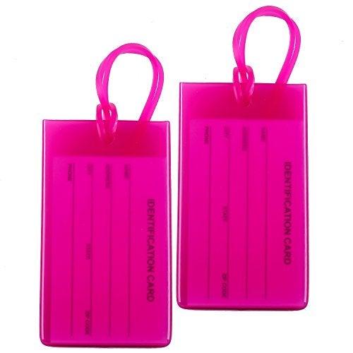 AI-DEE 2 Packs Colorful Flexible Travel Luggage Tags for Baggage Bags/Suitcases - Name ID Labels Set for Travel - Rose - Image 1
