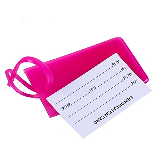 AI-DEE 2 Packs Colorful Flexible Travel Luggage Tags for Baggage Bags/Suitcases - Name ID Labels Set for Travel - Rose - Image 3