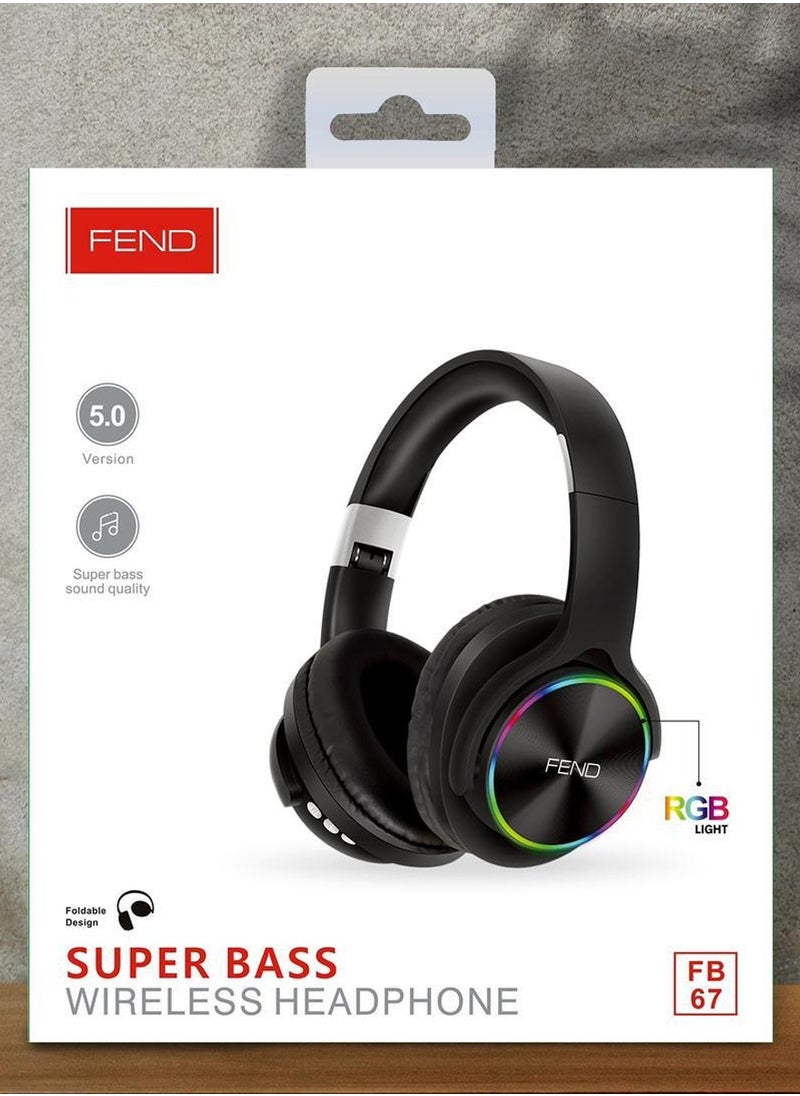 FEND - Fend FB67 Super Bass Bluetooth Wireless Headset for iPhone and Android Mobiles and Tablets and PC - Image 1