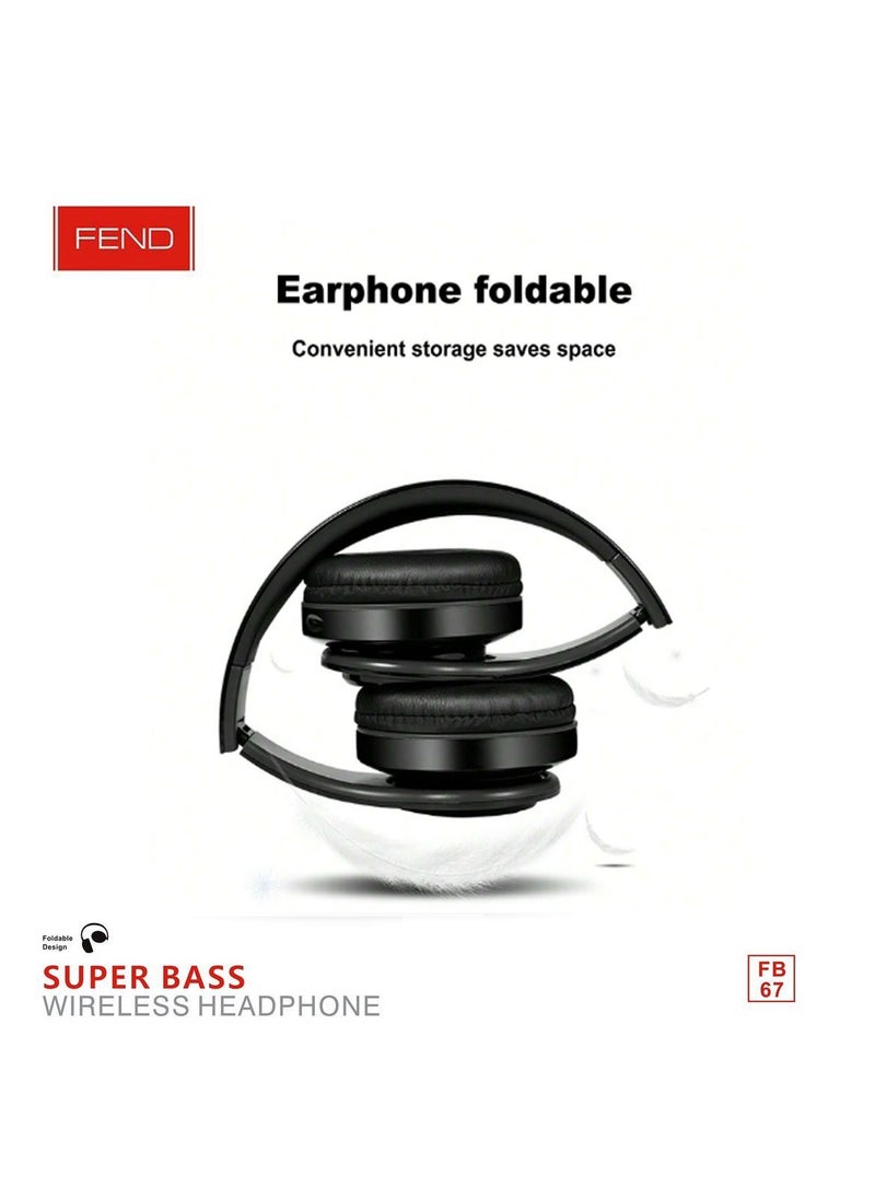 FEND - Fend FB67 Super Bass Bluetooth Wireless Headset for iPhone and Android Mobiles and Tablets and PC - Image 1