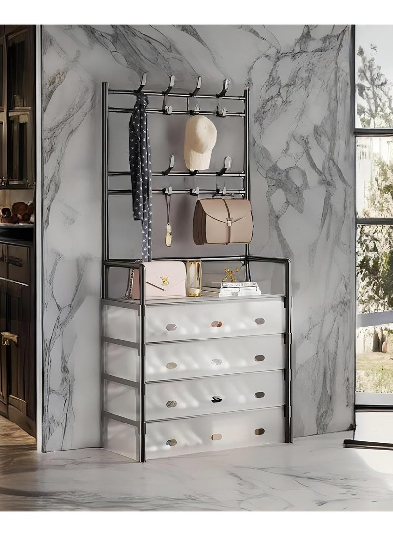 DubaiGallery 5-Layer Hall Tree with Metal Clothes Rail, Shoe Rack for Front Door Entrance, Entrance Shoe Rack with Coat Rack Multi-functional Entryway Storage Organizer for Home, Hallway, Bedroom - Image 3