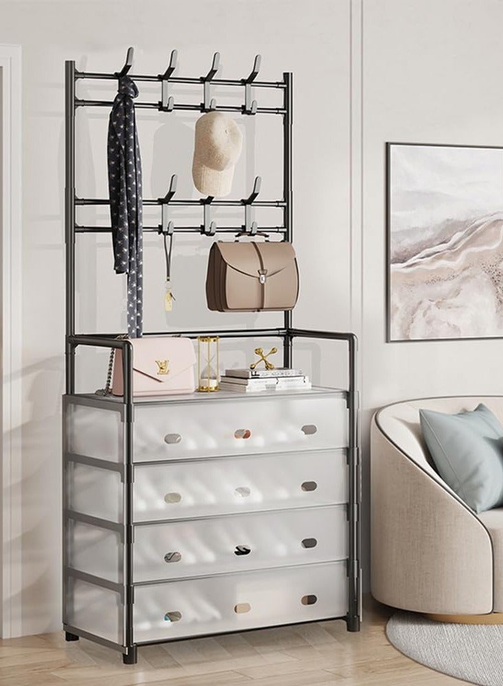 DubaiGallery 5-Layer Hall Tree with Metal Clothes Rail, Shoe Rack for Front Door Entrance, Entrance Shoe Rack with Coat Rack Multi-functional Entryway Storage Organizer for Home, Hallway, Bedroom - Image 2