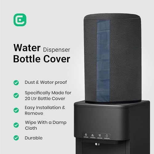 Crasome Water Dispenser for 20 ltr / Litre Bottle Jar Cover with Transparent Strap - Black Pack of 2 (DC-TS-B-2Q) - Image 2