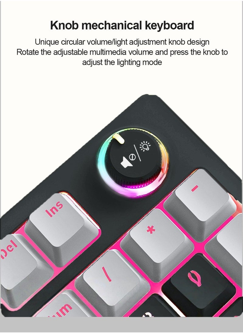 T-WOLF T50 Wired Gaming Keyboard, 97 Keys Blue Switch Mechanical Keyboard with Rgb Backlit and Multimedia Knob Black Red  - Image 2