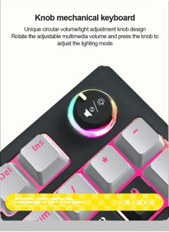 T-WOLF T50 Wired Gaming Keyboard, 97 Keys Blue Switch Mechanical Keyboard with Rgb Backlit and Multimedia Knob Black Red  - Image 2