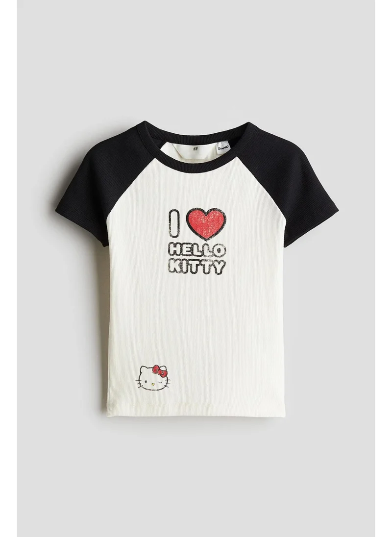 اتش اند ام Printed jersey top