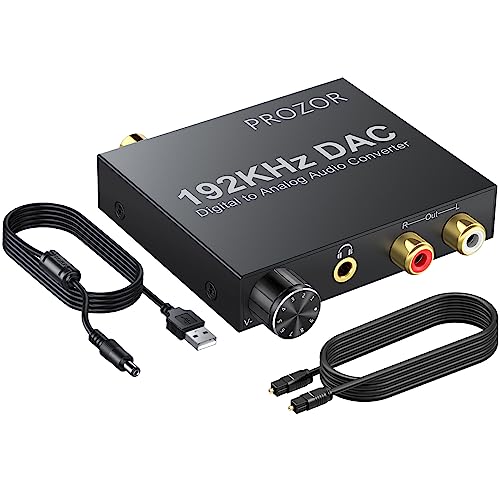 PROZOR 192KHz Digital to Analog Audio Converter Optical to RCA Adapter Upgrade Volume Adjustable DAC with Optical Cable, SPDIF TOSLINK to Stereo L/R & 3.5mm Jack Converters - Image 4