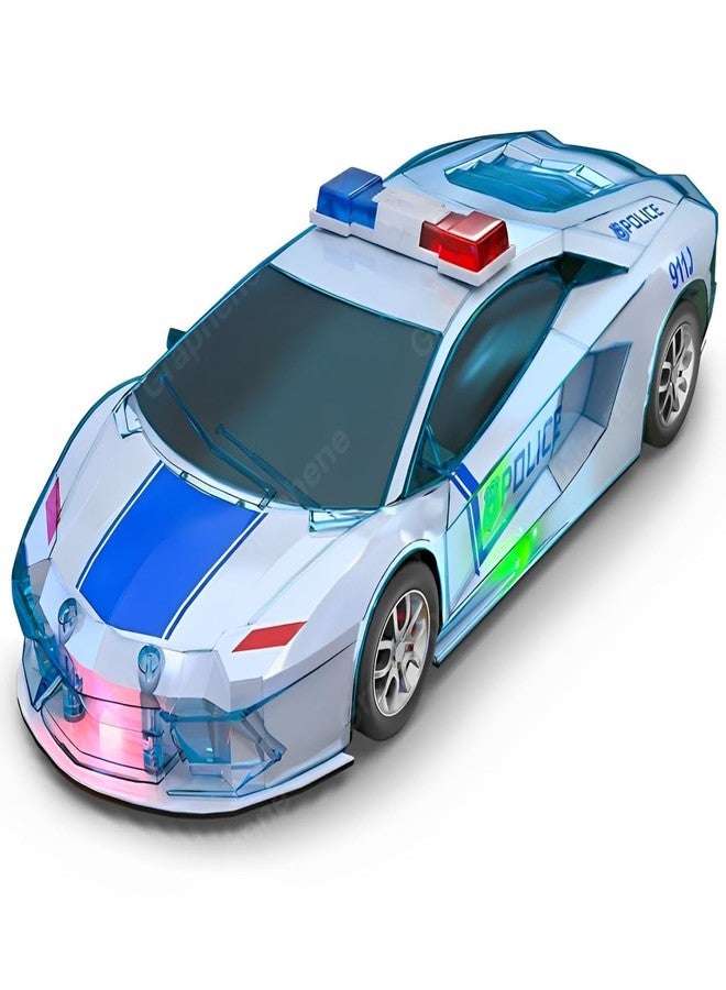 GRAPHENE Friction Powered Police Car with Lights Music Super Speed Colorful Dazzling Lights and Sound Siren Pullback Cop Vehicle Toy for Kids Best Birthday Gift Boys Girls (Pack of 1) - Image 1