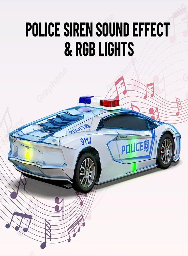 GRAPHENE Friction Powered Police Car with Lights Music Super Speed Colorful Dazzling Lights and Sound Siren Pullback Cop Vehicle Toy for Kids Best Birthday Gift Boys Girls (Pack of 1) - Image 4