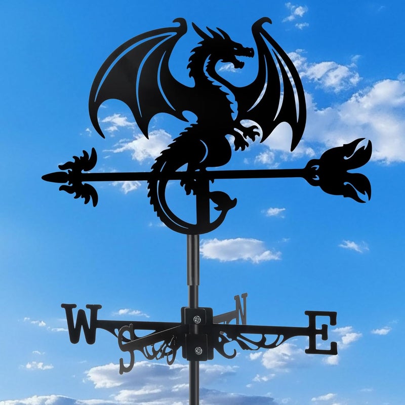 VESTCDF Dragon Wind Weathervanes Metal Weather Vane for Roof Mount Wind Direction Indicator Outdoor Weather Vanes Yard Patio Wind Vanes for Outside Yard Farm Garden Patio Decoration - Image 1