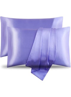 Tersely Satin Pillowcase, 2 Pack 20"x 30" Silk Satin Pillowcases for Hair and Skin Queen Size Pillow Case with Envelope Closure (50x75cm, Lavender)  - Image 1