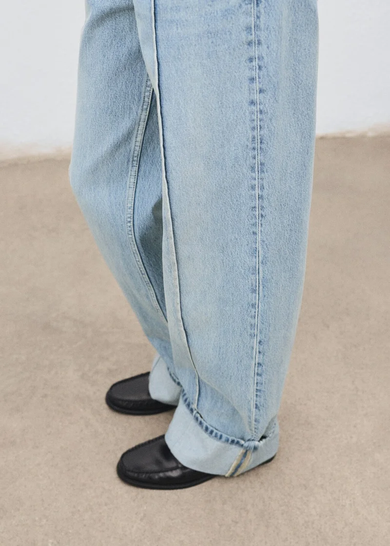 MANGO Wide-leg jeans with turn-up hem