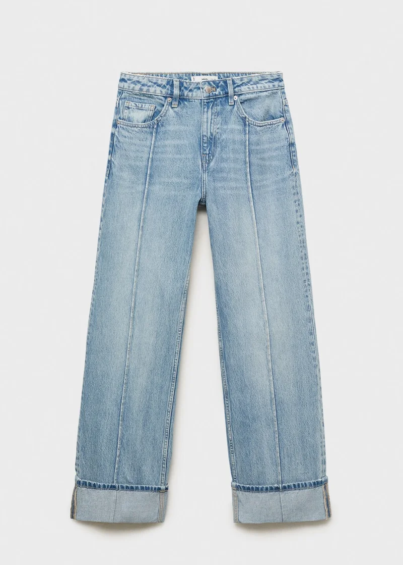 MANGO Wide-leg jeans with turn-up hem