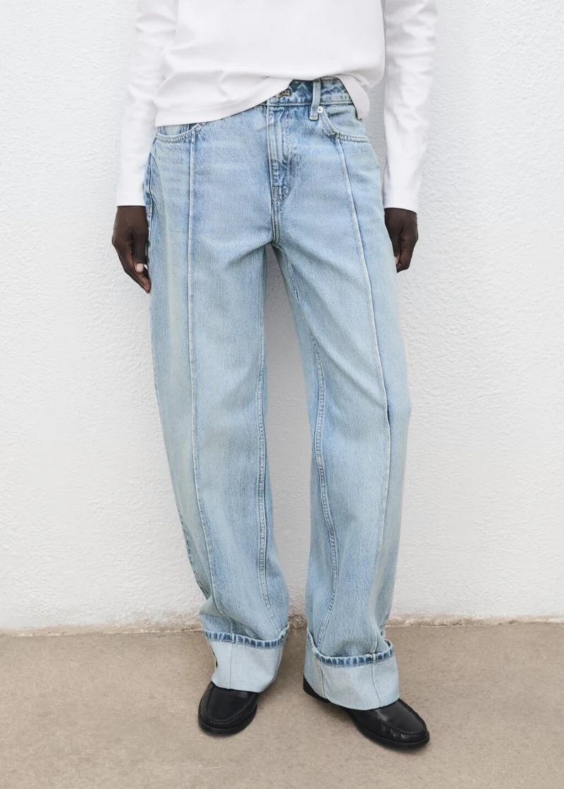 مانجو Wide-leg jeans with turn-up hem