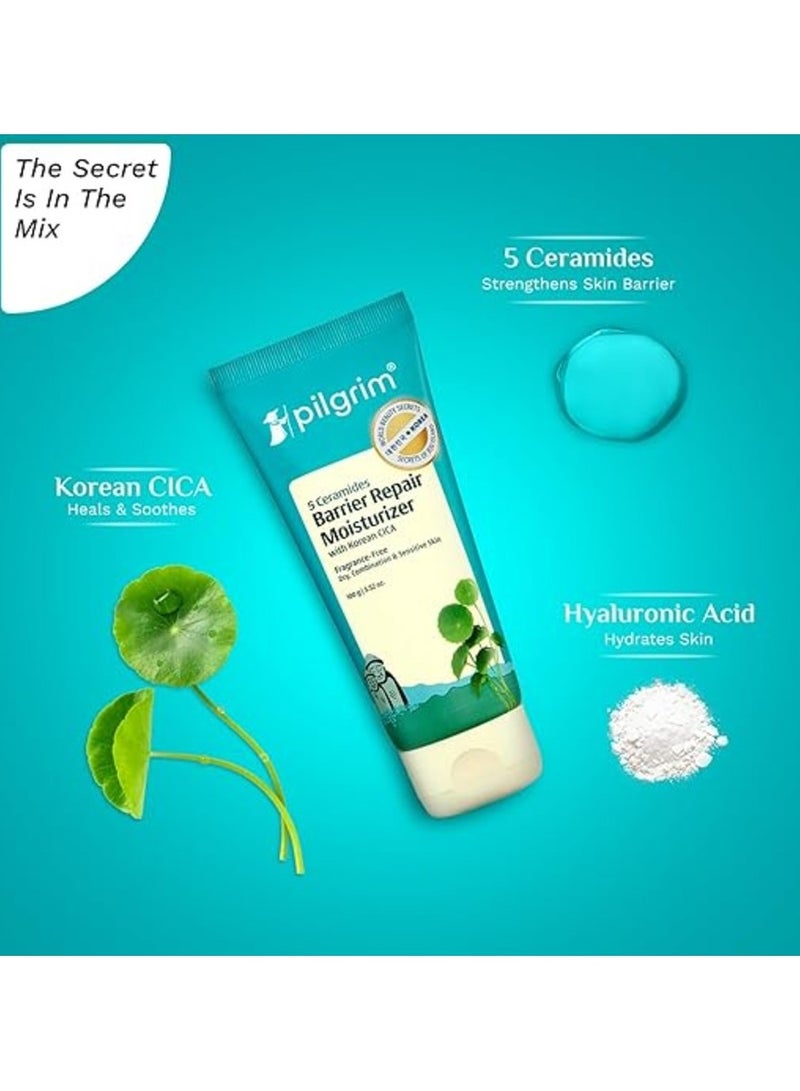 Pilgrim Collection Pilgrim 5 Ceramides Moisturizer for Face 100g | Hyaluronic Acid for Intense Moisturizing & Skin Strengthening | Barrier Repair with Korean CICA | Lightweight & Non-Sticky | For All Skin Types - Image 3