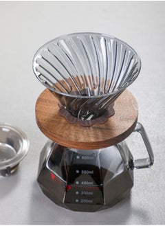 Brutelle Pour Over Coffee Maker 600ml Borosilicate Glass Drip Coffee Maker Pour Over Set for 4 Cups Coffee Dripper with Glass Carafe Coffee Server for Home Office Coffee Bar Gray  - Image 2