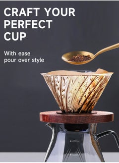 Brutelle Pour Over Coffee Maker 600ml Borosilicate Glass Drip Coffee Maker Pour Over Set for 4 Cups Coffee Dripper with Glass Carafe Coffee Server for Home Office Coffee Bar Gray  - Image 3