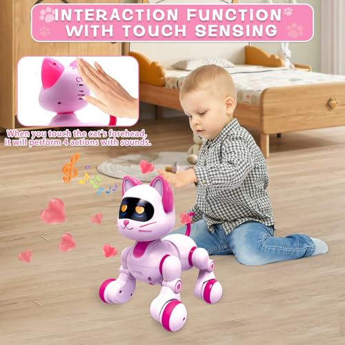 Hitish Remote Control Robot Cat, Programmable RC Smart Cat with Touch Sensing, LED Eyes Dance & Music Walking Pets STEM Toys Gifts for Kids Girls Boys - Image 5