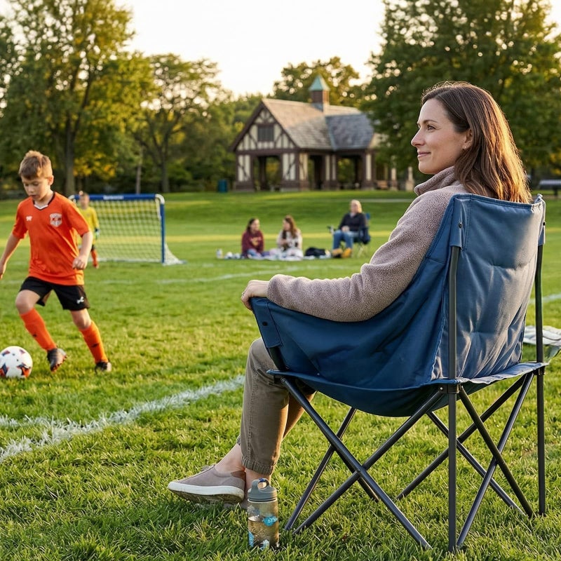 Portal 32" Oversized Camping Chair, Foldable Heavy Duty 350 lb Padded Ergonomic Seat for Big & Tall Adults, Pinch-Free Extra Wide Design Featuring Cup Holder & Carry Bag for Fishing, Lawn & Sidelines - Image 5