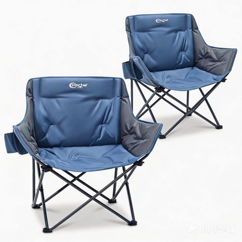 Portal 32" Oversized Camping Chair, Foldable Heavy Duty 350 lb Padded Ergonomic Seat for Big & Tall Adults, Pinch-Free Extra Wide Design Featuring Cup Holder & Carry Bag for Fishing, Lawn & Sidelines - Image 1
