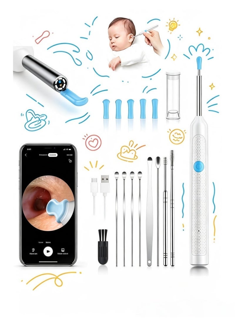High Definition Intelligent Earwax Removal Kit, High-definition Endoscope Camera with Light Design, Paired with 9 Cleaning Tools for More Comprehensive Use, Suitable for Both Adults and Children - Image 2