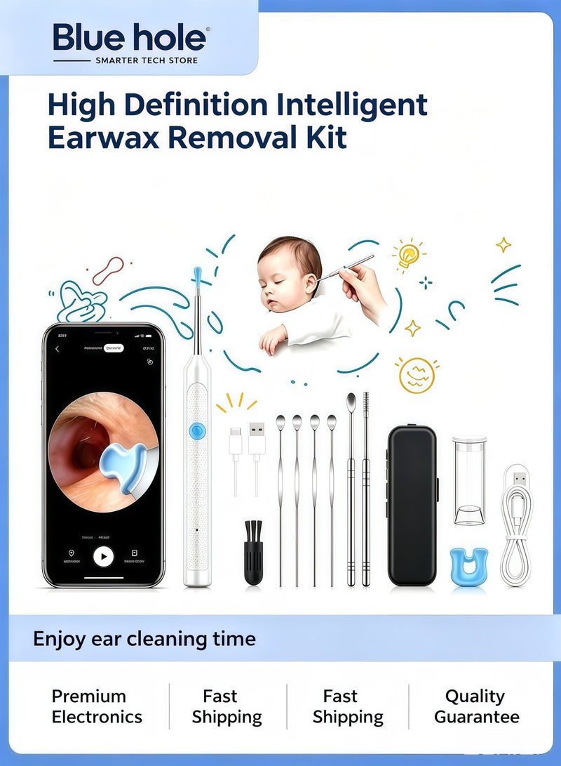 High Definition Intelligent Earwax Removal Kit, High-definition Endoscope Camera with Light Design, Paired with 9 Cleaning Tools for More Comprehensive Use, Suitable for Both Adults and Children - Image 1