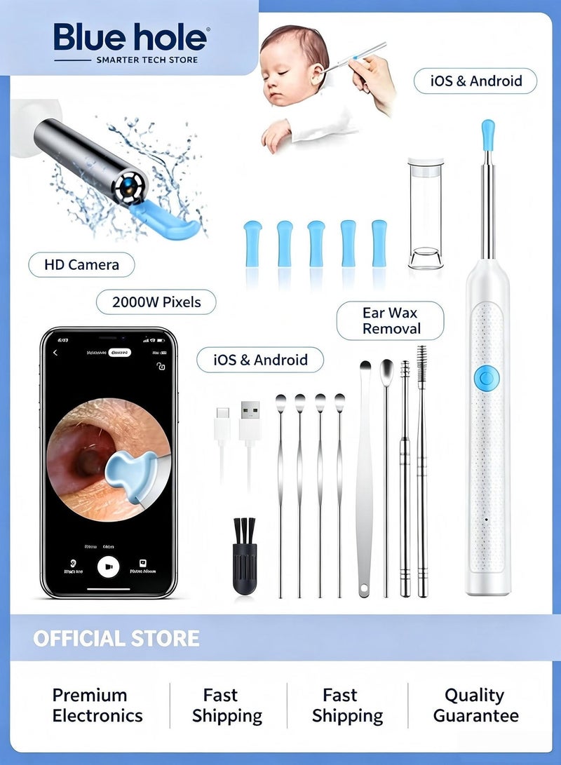 BlueHole High Definition Intelligent Earwax Removal Kit, High-definition Endoscope Camera with Light Design, Paired with 9 Cleaning Tools for More Comprehensive Use, Suitable for Both Adults and Children - Image 1