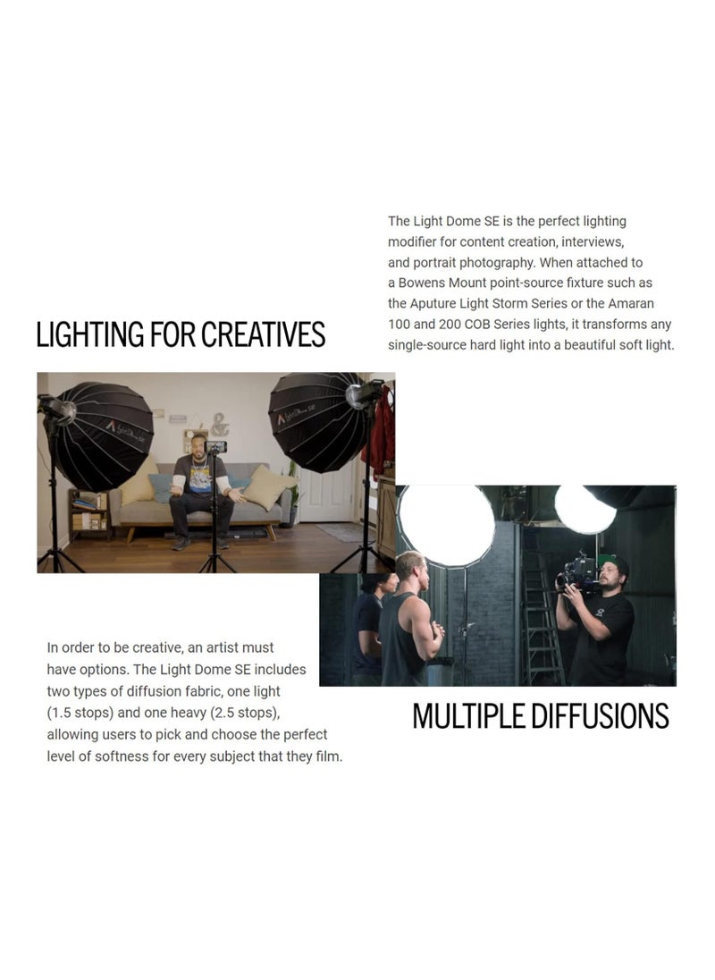Aputure Light Dome SE 85cm Portable Softbox Flash Diffuser for Amaran 100D/X 200D/X 600DPro 300D II 300X 120D II Bowens Mount LED Light