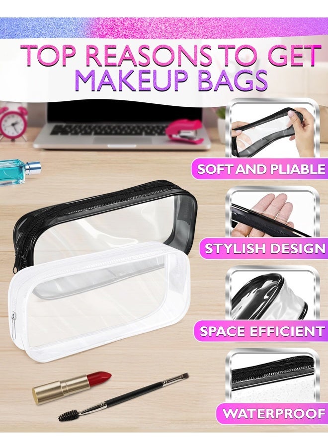 2pcs Clear Cases with Zipper, Multi-use Travel Makeup Brush Bags Toiletries Exam Pouch Case Travel Luggage Make - Image 4
