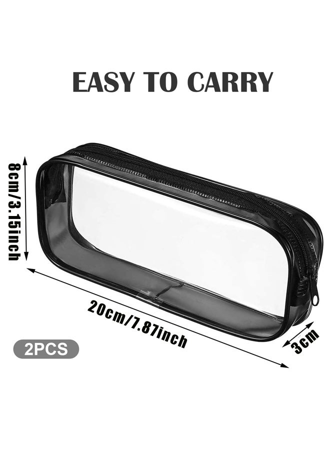 2pcs Clear Cases with Zipper, Multi-use Travel Makeup Brush Bags Toiletries Exam Pouch Case Travel Luggage Make - Image 2