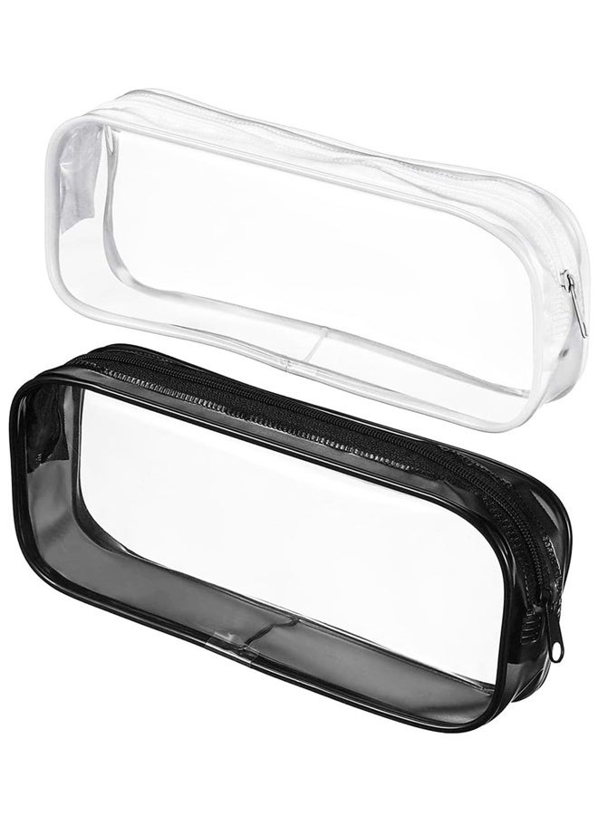 2pcs Clear Cases with Zipper, Multi-use Travel Makeup Brush Bags Toiletries Exam Pouch Case Travel Luggage Make - Image 1